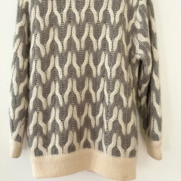 Vintage I.B. Diffusion Classic Wool Button Cable Knit Cardigan Sweater Oversized - Picture 7 of 11